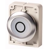 M30I-FDL-W-X0 Illuminated pushbutton actuator, RMQ-Titan, flat, momentary, White, inscribed 0, Front ring stainless steel