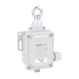 Rope-pull lever limit switch for normal stopping, without RESET button. Contacts 1NO+1NC. IP65. 40N operating force