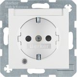 Schuko socket with LED and label holder S.1/B.3/B.7 polar white, matt