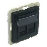 COV RING W/DOUB SUPPORT F/RJ45 CONNECT MT BL