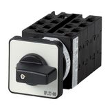 T0-7-8349/E On-Off switch, T0, 20 A, flush mounting, 7 contact unit(s), 13-pole, with black thumb grip and front plate