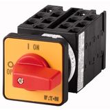 T0-6-15168/E-RT On-Off switch, T0, 20 A, flush mounting, 6 contact unit(s), 9-pole, 2 N/O, 1 N/C, Emergency switching off function, with red thumb grip and yellow fro
