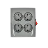 Quadruple outlet socket with earthing - IP20 version - with built-in switch, 16A, Screw, dark grey