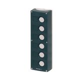 Push-button enclosure 85x274x60, 6 holes Ø 22