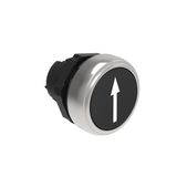 Pushbutton actuator, spring return, with symbol Ø22mm Platinum series chromed plastic, flush, ↑/Black