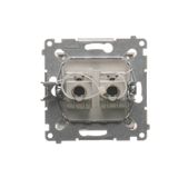 Double socket outlet with Schuko earthing and shutters, flush mounted - Scandinavian version, (Complete product), 16A, 250V, quick connection, white