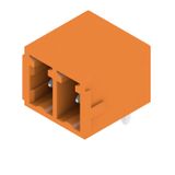PCB plug-in connector, male header, closed side, THT solder connection, 3.81 mm, Number of poles: 2, 90°, Solder pin length (l): 3.2 mm, tinned, orange, Box
