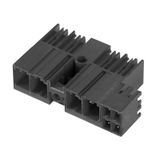 PCB plug-in connector, male header, closed side, Middle flange, THT/THR solder connection, 7.62 mm, Number of poles: 3, 90°, Solder pin length (l): 2.6 mm, tinned, black, Box