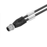 Sensor/actuator line, One end without connector, M12, Number of poles : 3, 5 m, Twin cabling, pin, straight, Shielded: No, LED: No, Sheath material: PUR, Halogen: No