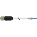 M12 female 0° A-cod. with cable shielded PVC 12x0.14 shielded gy  10m