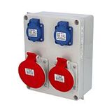 Cabinet 30705 2x230V,1x16A/5,1x32/5 IP44