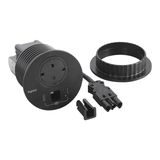 DISQ 80 1 SOCKET SCH + USB A+C + CABLE EXIT BLACK WIELAND CORD 0,5M