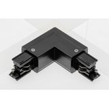 Connector L 90° for 3-phase track, internal, black