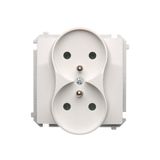 Double socket outlet with earthing, white, 16A