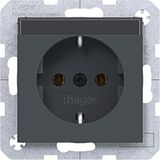SCHUKO wall socket, text field, plug-in type, A.x/C.x anthracite