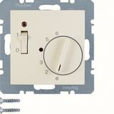 Thermostat, NC contact, centre plate, rocker switch, S.1, white glossy