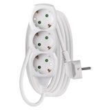 Extension Cord 3 m / 3 sockets / white / PVC / 1.5 mm2