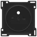 Finishing set for socket outlet with pin earthing and shutters, for Niko Rocker and Niko Toggle, black coated