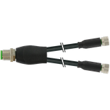 Y-Distributor M12 male/M8 female 0° A-cod. PUR 3x0.25 bk +drag ch. 2m