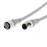 Cable with connectors on both cable ends, M12 straight socket (female), M12 straight plug (male), 4-poles, A coded, PVC fire-retardant robot cable, IP67, 20 m XS2W0299D