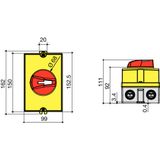 Load break switch SIRCO M1 3P 40A polycarbonate enclosure red handle