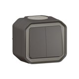 PLEXO 2 GANG 2-WAY SWITCH OR 2 GANG PUSH BUTTON - ANTHRACITE - SURFACE