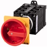 T3-6-8347/V/SVB Main switch, T3, 32 A, rear mounting, 6 contact unit(s), 11-pole, Emergency switching off function, With red rotary handle and yellow locking ring