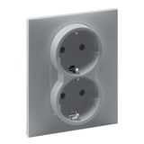 2X2P+E SOCKET SCHUKO STANDARD AUTO TERMINALS SHUTTERED ALUMINIUM
