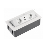 Furniture socket SOFT, 2xSHUKO, 2xUSB-A 2.1A, cable 1.5 m, white