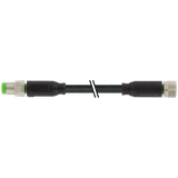 M8 male 0° / M8 female 0° A-cod. PUR 3x0.25 bk UL/CSA 0.3m