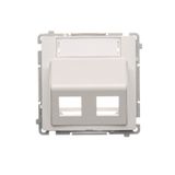 Double angled Keystone IT/telephone socket cover with descriptive field, (cover), white