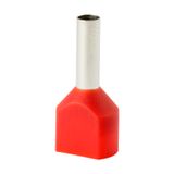 Insulated double sleeve terminal HI 2x2.5/10-jun red, Al/Cu