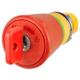 Mushroom push-button Ø 44, K37 key release, red