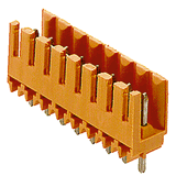 PCB plug-in connector, male header, open side, THT solder connection, 3.50 mm, Number of poles: 2, 180°, Solder pin length (l): 4.5 mm, tinned, black, Box