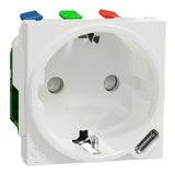 Socket Outlet Schuko + USB-C New Unica 10.5 W 2 Modules White