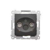 RTV final aerial socket, separated, atten.: 1dB, black matt