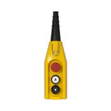 Pendant push-button station with 2 1-speed push-buttons and emergency stop push-button, 1 N.C.