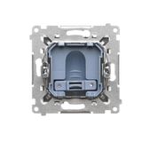 Double socket outlet without earthing, with shutters, satin, metallized, 16A