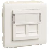 COV RING W/DOUB SUPPORT F/RJ45 CONNECT MT WH