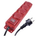 Extension Cord 3 m / 4 sockets / switch / black–red / rubber-neoprene / 1.5 mm2