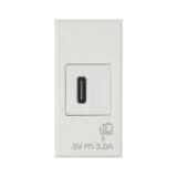 USB TYPE C CHARGER, WHITEK S44 WHITE COLOR, 3A OUT 240V POWER SUPPLY - MATT FINISH - 1 MOD.
