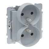 2X2P+E SOCKET FRENCH STANDARD AUTO TERMINALS SHUTTERED (SPECIFIC POLISH) ALU