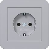 SCHUKO wall socket with cover, Safety Plus, plug-in class C.1 titanium