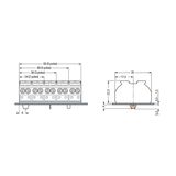 4-conductor chassis-mount terminal strip with ground contact PE-N-L1 b