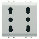 ITALIAN STANDARD DOUBLE SOCKET-OUTLET 250V ac - 2X2P+E 16A DUAL AMPERAGE - P11-P17 - 2 MODULES - SATIN WHITE - CHORUSMART