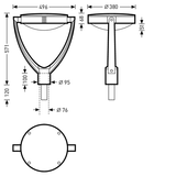 Post-top luminaires Publisca P1 CLO (normal) Lens Anthracite around ETDD 21W 1800lm 70 asymmetric wide (AB2L) IP23 IK08 5 SDCM