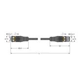 Actuator and Sensor Cable, PVC Extension Cable   RKS4.5T-25-RSS4.5T/TEL