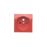 Cover for single socket outlet with earthing, anibacterial red