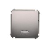 Single contact push button illuminated without pictogram, LED not replaceable Color: blue, (module), 10AX, quick connection, Inox, metallized