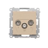 R-TV-SAT pass through aerial socket, module, champagne matt